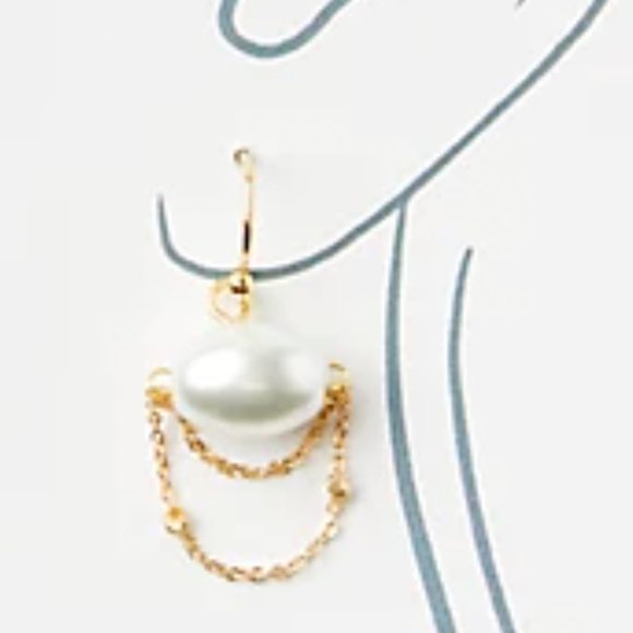 LOFT Freshwater Pearl Chain Drop Earrings, NWT - Picture 2 of 2
